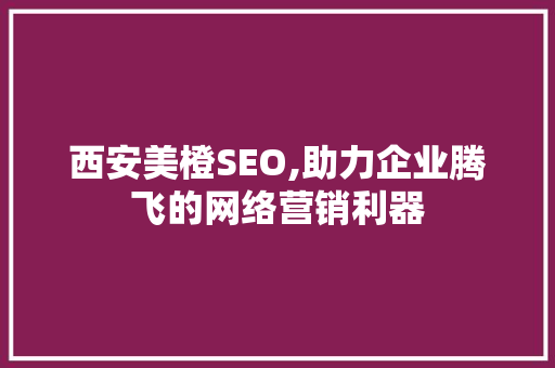 西安美橙SEO,助力企业腾飞的网络营销利器
