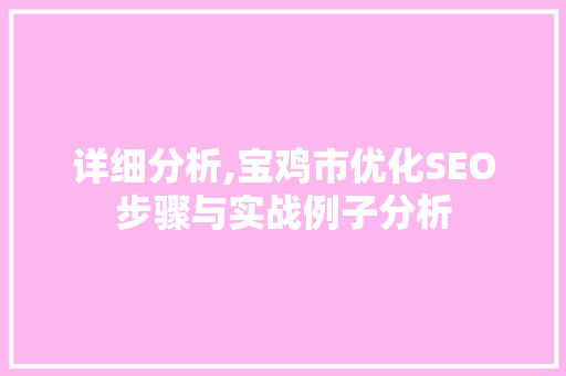 详细分析,宝鸡市优化SEO步骤与实战例子分析