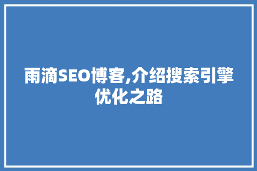雨滴SEO博客,介绍搜索引擎优化之路