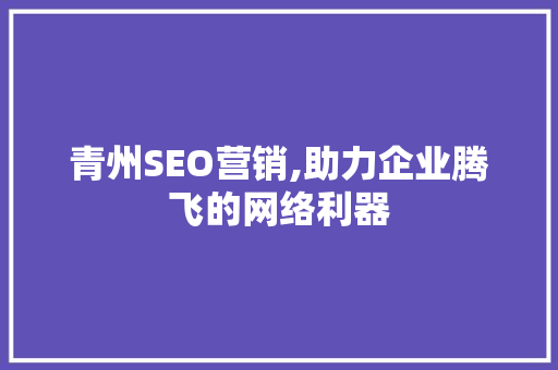 青州SEO营销,助力企业腾飞的网络利器