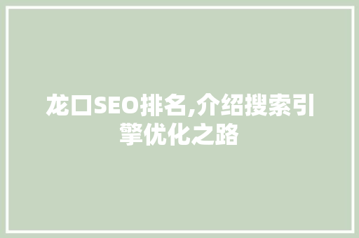 龙口SEO排名,介绍搜索引擎优化之路