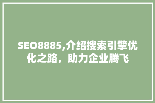 SEO8885,介绍搜索引擎优化之路，助力企业腾飞