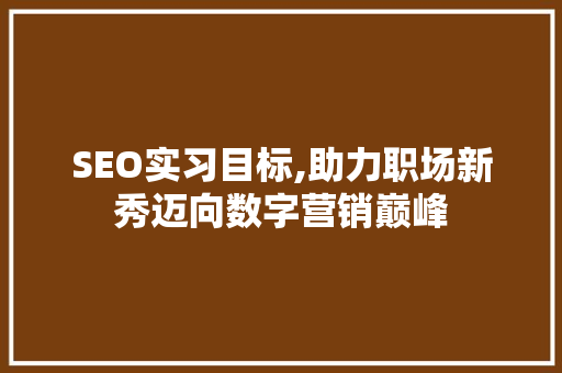 SEO实习目标,助力职场新秀迈向数字营销巅峰