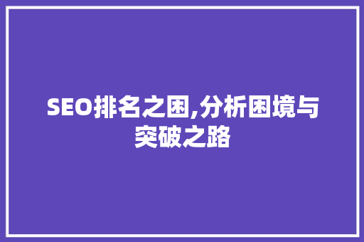 SEO排名之困,分析困境与突破之路