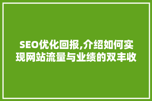 SEO优化回报,介绍如何实现网站流量与业绩的双丰收