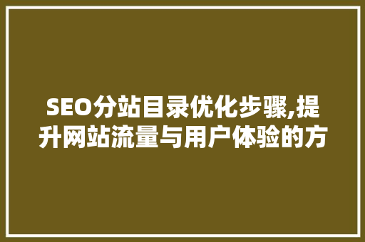 SEO分站目录优化步骤,提升网站流量与用户体验的方法 SEO分站目录优化步骤,提升网站流量与用户体验的方法