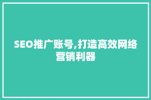 SEO推广账号,打造高效网络营销利器