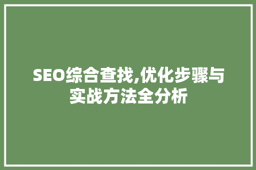 SEO综合查找,优化步骤与实战方法全分析