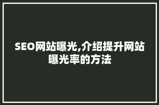 SEO网站曝光,介绍提升网站曝光率的方法 操作系统