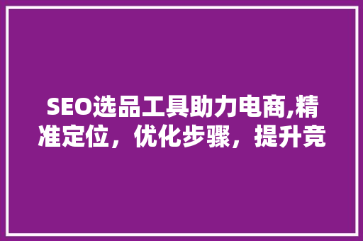 SEO选品工具助力电商,精准定位，优化步骤，提升竞争力