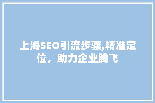 上海SEO引流步骤,精准定位，助力企业腾飞