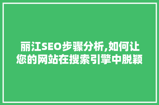 丽江SEO步骤分析,如何让您的网站在搜索引擎中脱颖而出