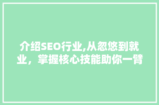 介绍SEO行业,从忽悠到就业，掌握核心技能助你一臂之力