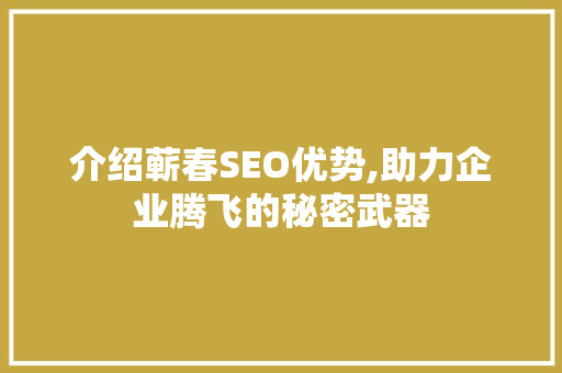 介绍蕲春SEO优势,助力企业腾飞的秘密武器