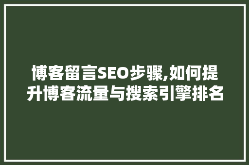 博客留言SEO步骤,如何提升博客流量与搜索引擎排名