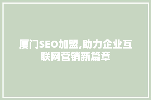 厦门SEO加盟,助力企业互联网营销新篇章 电脑基础