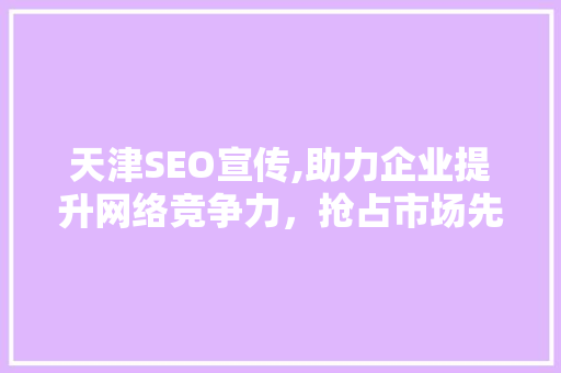 天津SEO宣传,助力企业提升网络竞争力，抢占市场先机