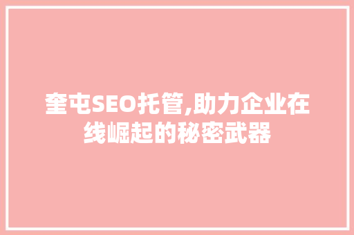 奎屯SEO托管,助力企业在线崛起的秘密武器
