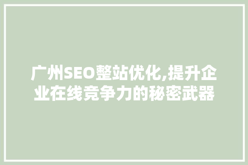 广州SEO整站优化,提升企业在线竞争力的秘密武器 电脑故障维修