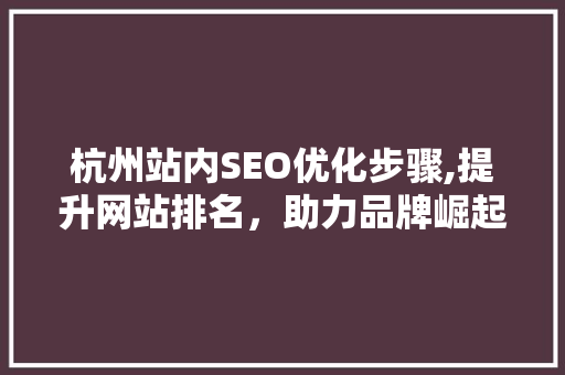 杭州站内SEO优化步骤,提升网站排名，助力品牌崛起 电脑配置