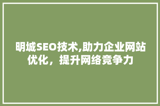 明城SEO技术,助力企业网站优化，提升网络竞争力