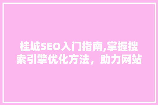 桂城SEO入门指南,掌握搜索引擎优化方法，助力网站流量提升