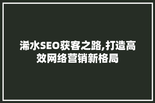 浠水SEO获客之路,打造高效网络营销新格局