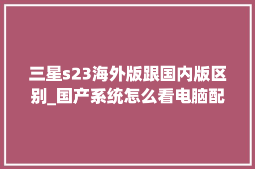 三星s23海外版跟国内版区别_国产系统怎么看电脑配置参数