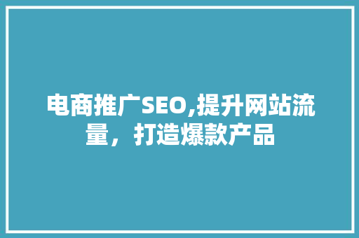 电商推广SEO,提升网站流量，打造爆款产品