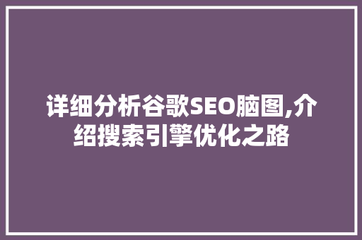 详细分析谷歌SEO脑图,介绍搜索引擎优化之路