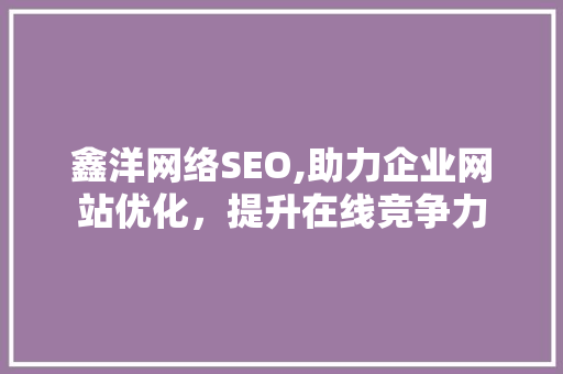 鑫洋网络SEO,助力企业网站优化，提升在线竞争力