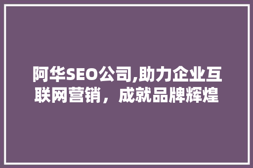 阿华SEO公司,助力企业互联网营销，成就品牌辉煌