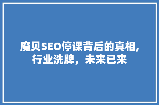 魔贝SEO停课背后的真相,行业洗牌，未来已来