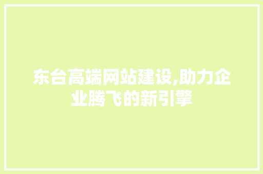 东台高端网站建设,助力企业腾飞的新引擎