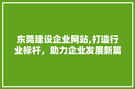 东莞建设企业网站,打造行业标杆，助力企业发展新篇章
