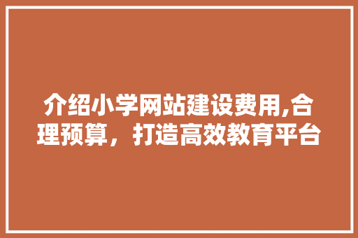 介绍小学网站建设费用,合理预算，打造高效教育平台