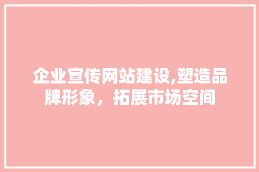 企业宣传网站建设,塑造品牌形象，拓展市场空间