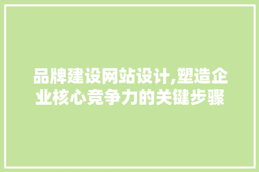 品牌建设网站设计,塑造企业核心竞争力的关键步骤