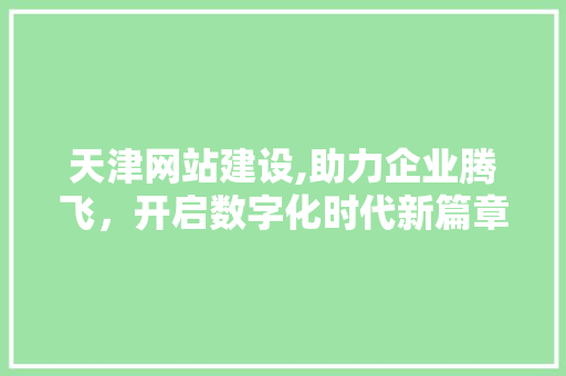 天津网站建设,助力企业腾飞，开启数字化时代新篇章