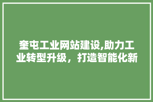 奎屯工业网站建设,助力工业转型升级，打造智能化新平台
