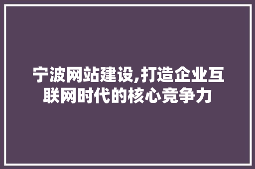 宁波网站建设,打造企业互联网时代的核心竞争力 电脑配置