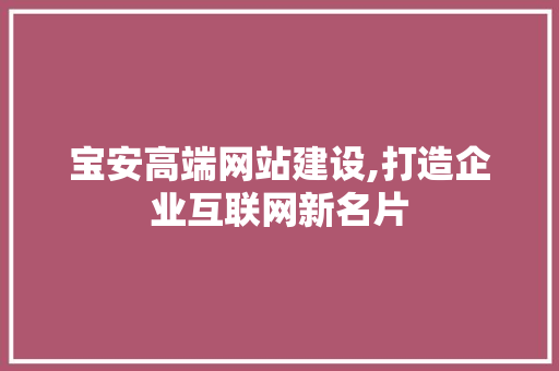 宝安高端网站建设,打造企业互联网新名片 宝安高端网站建设,打造企业互联网新名片