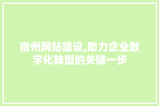 宿州网站建设,助力企业数字化转型的关键一步 宿州网站建设,助力企业数字化转型的关键一步