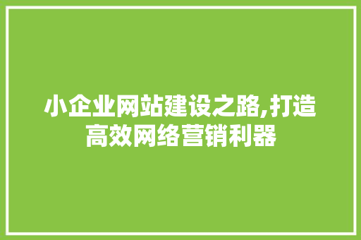 小企业网站建设之路,打造高效网络营销利器 小企业网站建设之路,打造高效网络营销利器
