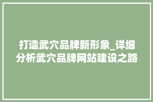 打造武穴品牌新形象_详细分析武穴品牌网站建设之路