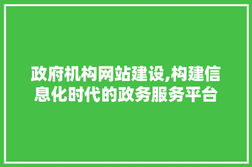 政府机构网站建设,构建信息化时代的政务服务平台