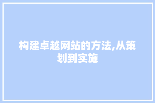构建卓越网站的方法,从策划到实施