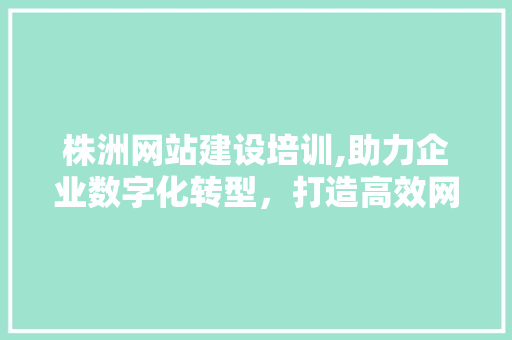 株洲网站建设培训,助力企业数字化转型，打造高效网络营销平台