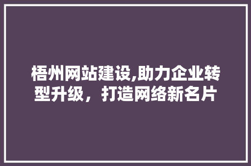 梧州网站建设,助力企业转型升级，打造网络新名片