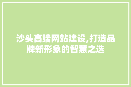 沙头高端网站建设,打造品牌新形象的智慧之选